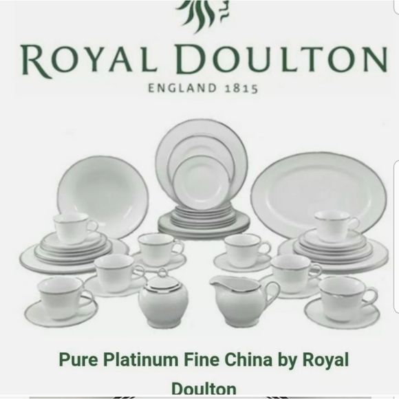 Royal Doulton Platinum Lux Cup & Saucer Set of 4!
